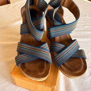 Söfft Multicolor Strappy Cork Wedge Sandals